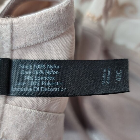 Soma Underwire Full Coverage Sheer Bra Cream Tan 42C Embroidered Unlined Lace - Picture 10 of 12